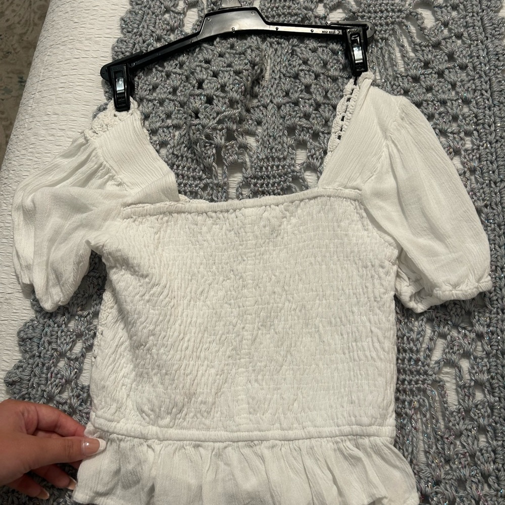 White Crochet Crop Top (Size S)